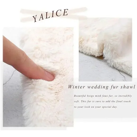 Women's Wedding Faux Fur Shawl and Wrap Yalice Bridal - Picture 4 of 5
